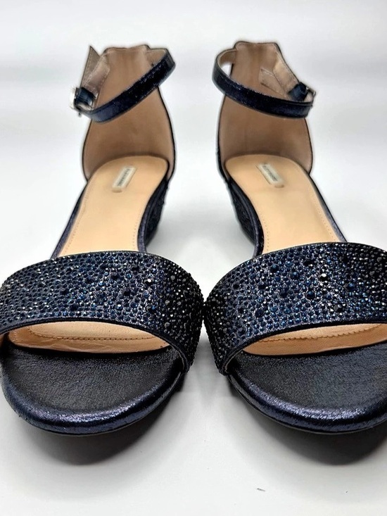 Alex Marie Shoes - Alex Marie Makira Glitter Wedge Sandals Navy US 9, UK 7